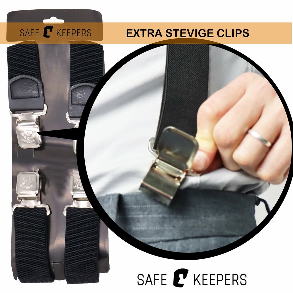 Bretels Heren - 2 Stuks - Bretels - Bretels Heren Volwassenen - 4 Clips Bretels -  2 Stuks Blauw en Blauw