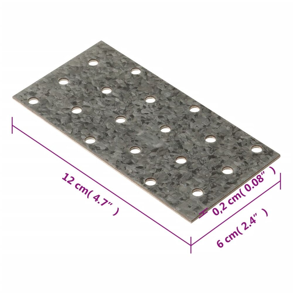 Platen geperforeerd 40 st 2 mm 120x60 mm gegalvaniseerd staal
