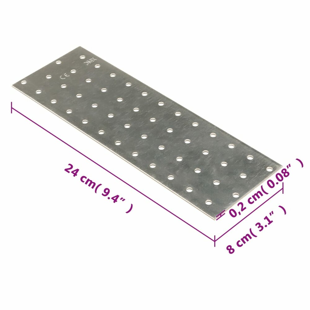 Platen geperforeerd 20 st 2 mm 240x80 mm gegalvaniseerd staal