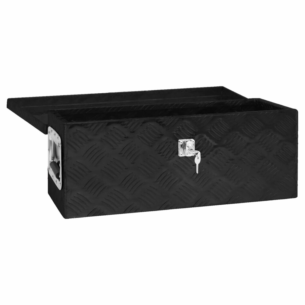 Opbergbox 60x23,5x23 cm aluminium zwart