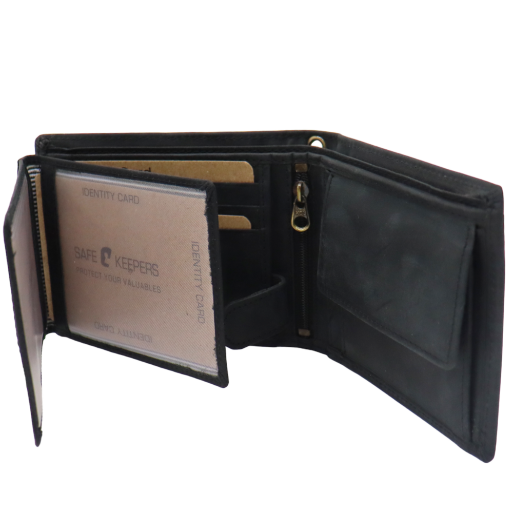 Portemonnee Met Ketting - Xl Biker Wallet - Wallet Chain - Extra Uitgebreid - Grote Portemonnee - Rund Leer - Rfid Skimm Protected - Leder