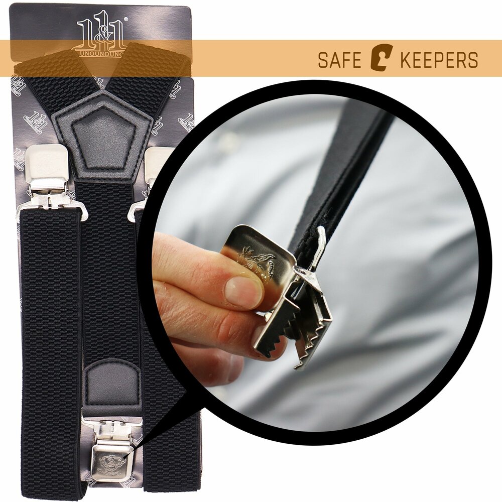 Bretels Heren - 3 Clips Bretels - 3 Stuks - Y Model Zwart;Zwart en Licht Bruin