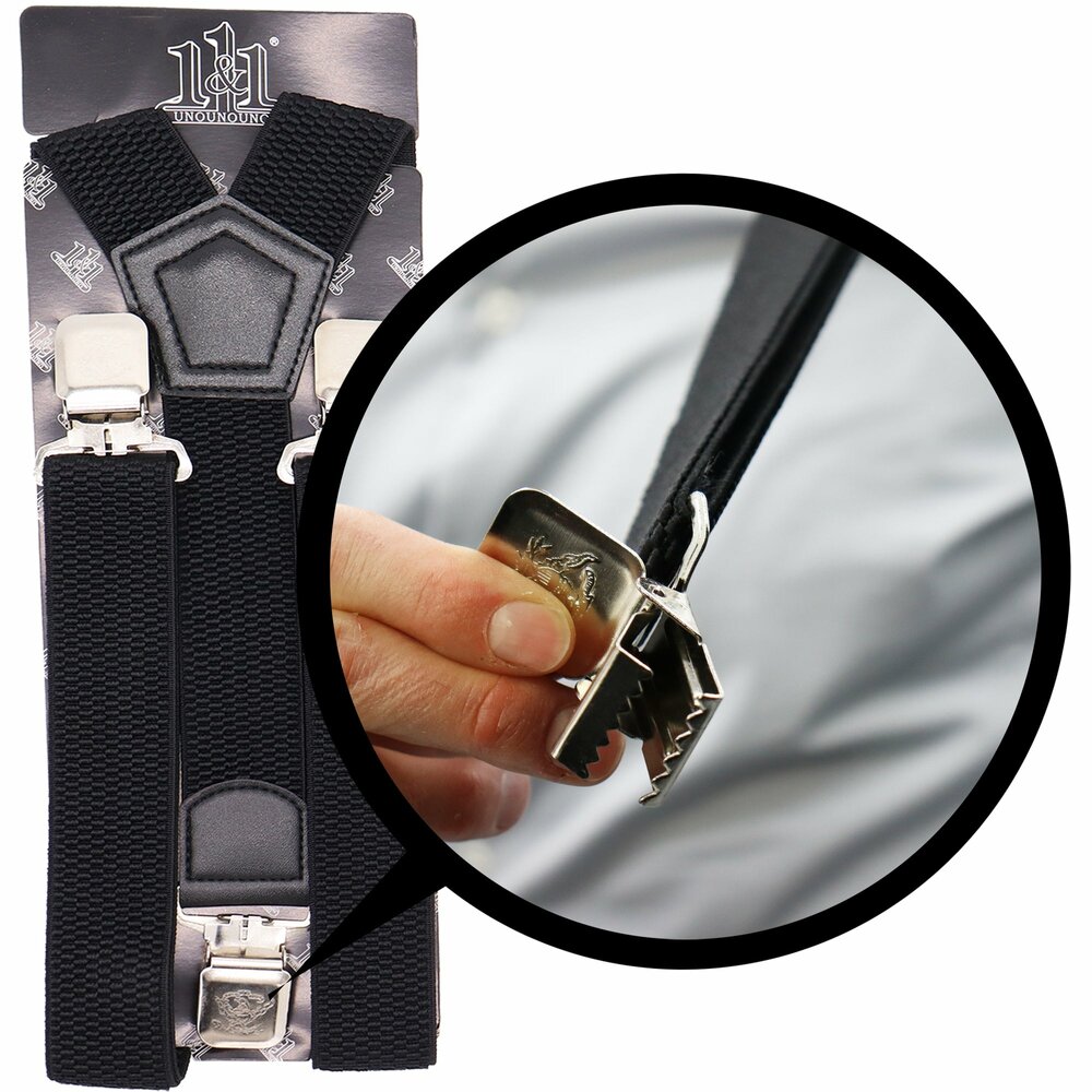 Bretels Heren - 3 Clips Bretels - 3 Stuks - Y Model Zwart;Zwart en Licht Bruin