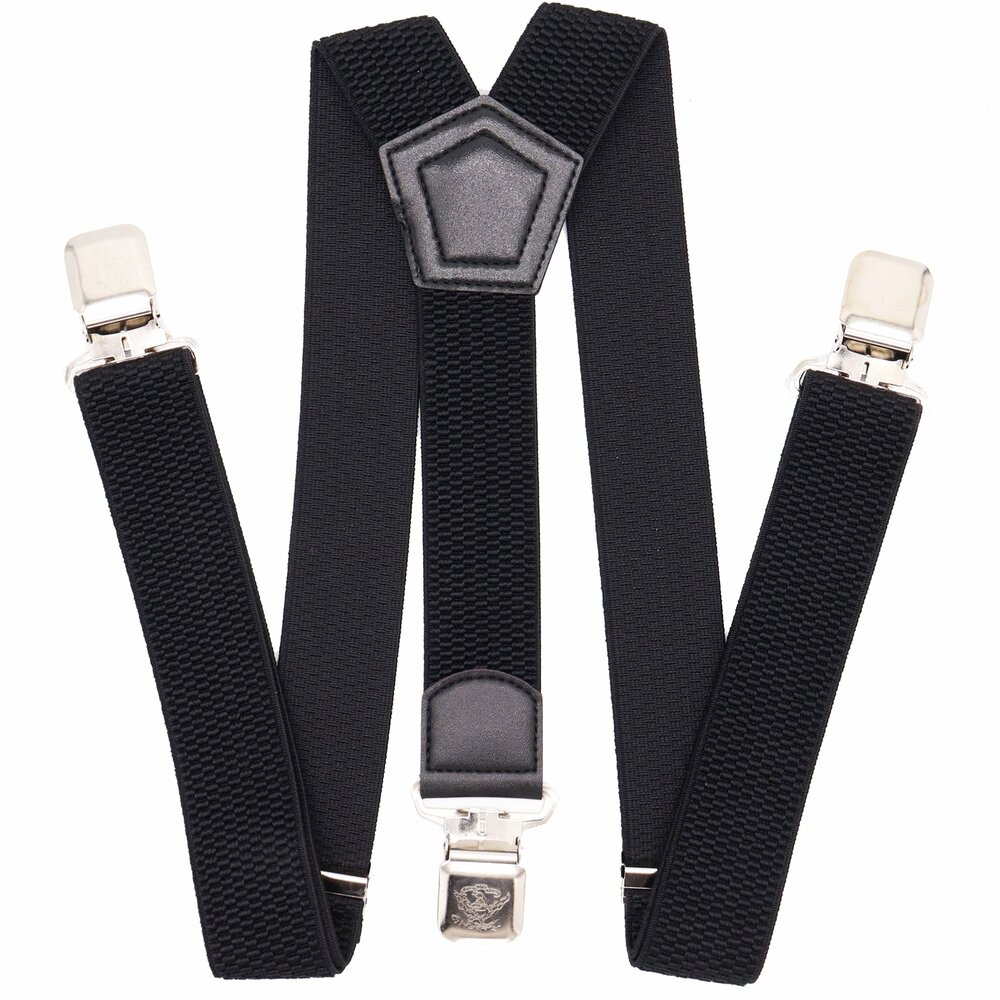 Bretels Heren - 3 Clips Bretels - 3 Stuks - Y Model Zwart;Zwart en Blauw