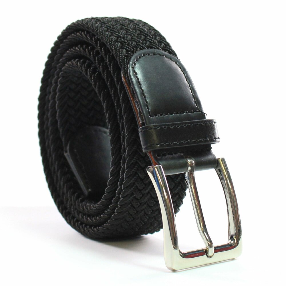 Elastische Riem -  Stretch Riem - Gevlochten Zwart En Tactical Belt - Koppelriem - 2 Stuks -  Zwart 140