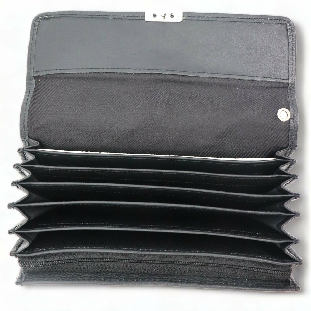 Portemonnee - Compact - Portefeuille - Leer - Zwart