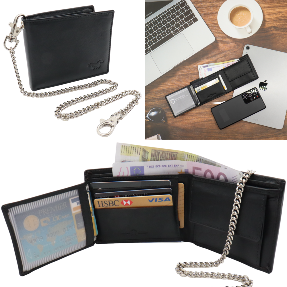 Portemonnee Heren - Compact - Portefeuille Ketting - Chain Wallet Hunter bruin