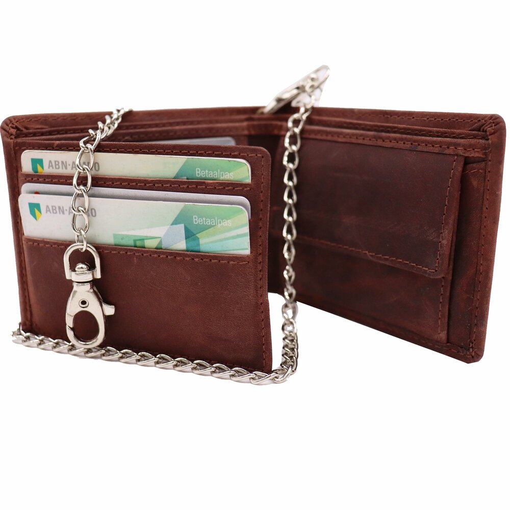 Portemonnee Heren - Compact - Portefeuille Ketting - Chain Wallet Hunter bruin