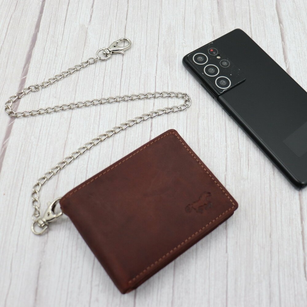 Portemonnee Heren - Compact - Portefeuille Ketting - Chain Wallet Hunter bruin