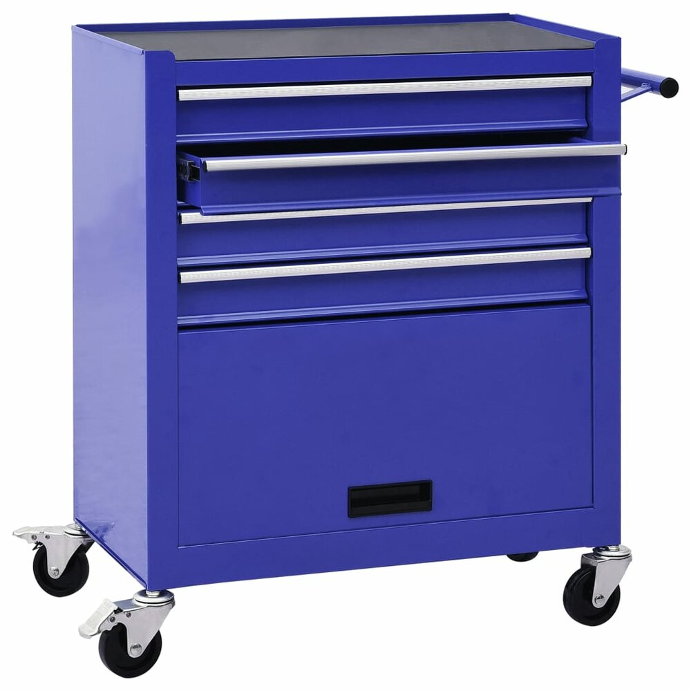 Gereedschapswagen met 4 lades staal blauw