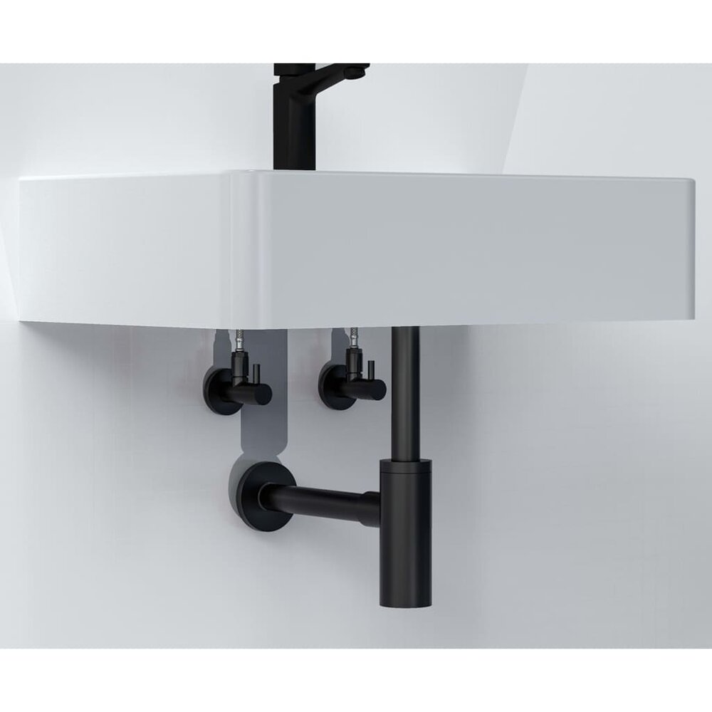 Hoeksifon met rozet MS 10 mm Q zwart