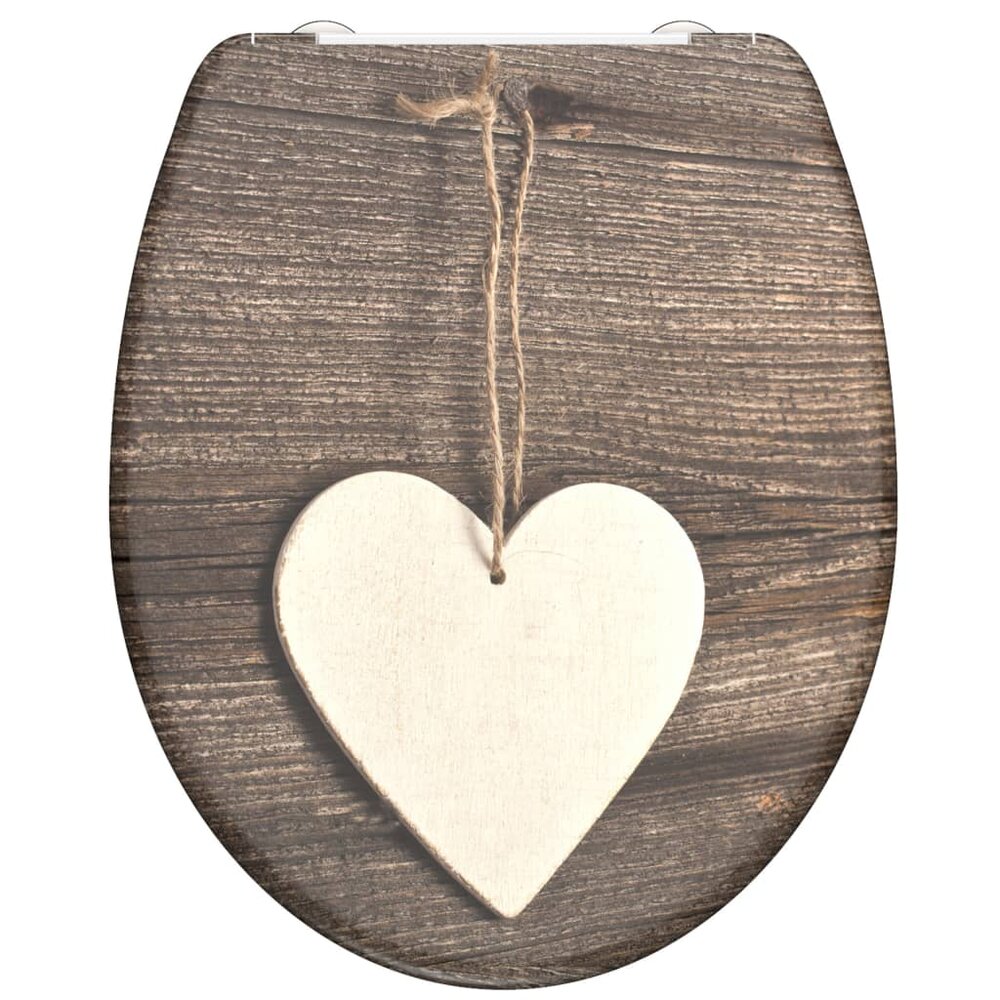 Toiletbril met soft-close WOOD HEART duroplast met print