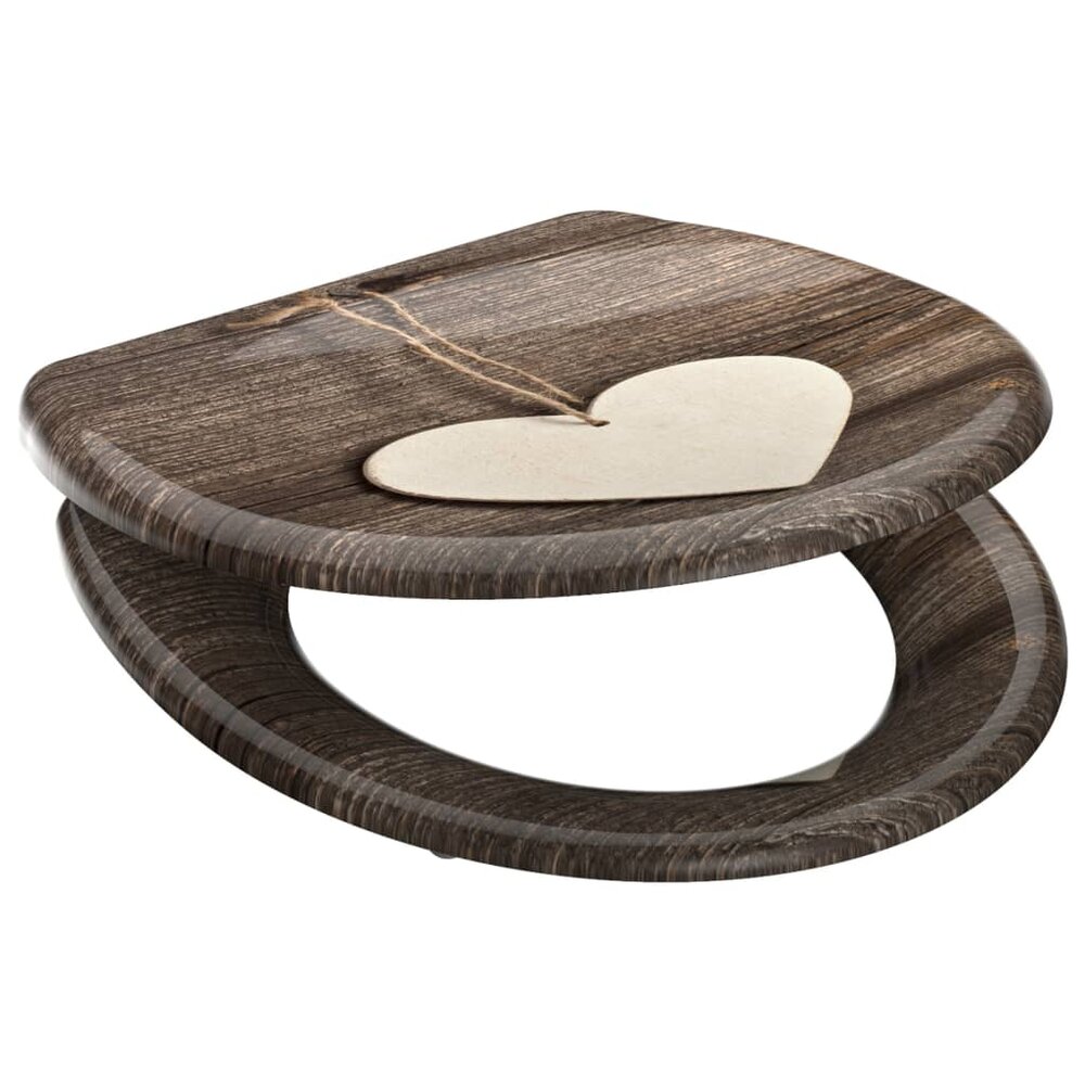 Toiletbril met soft-close WOOD HEART duroplast met print