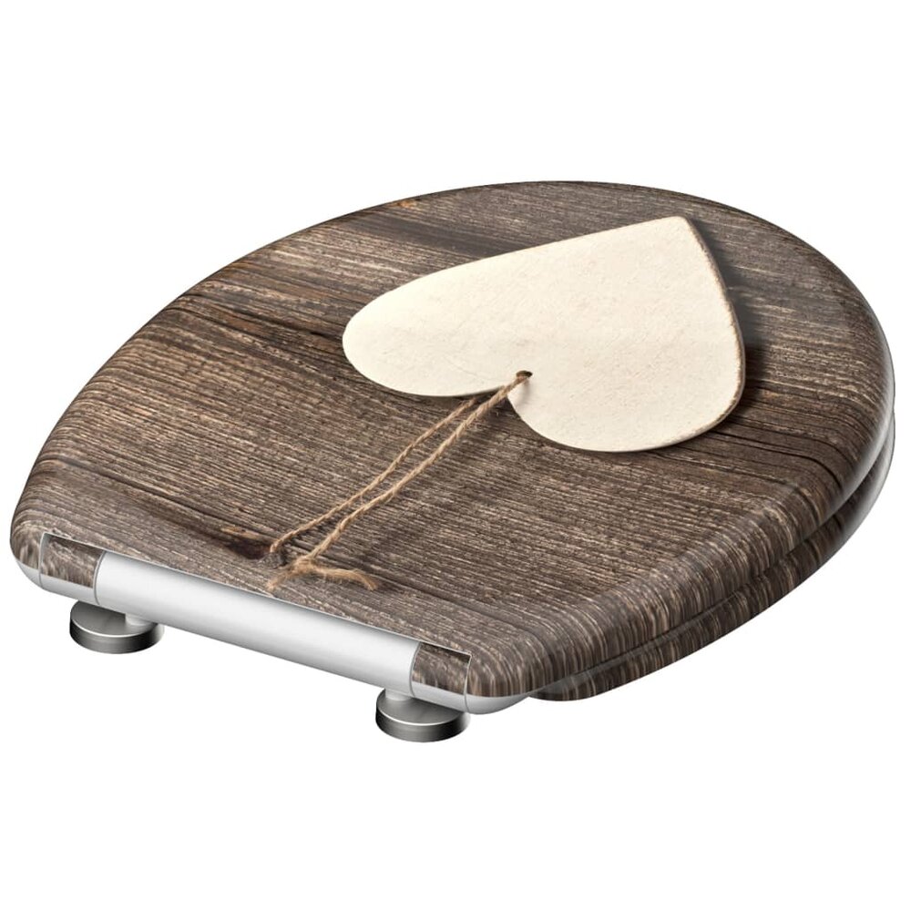 Toiletbril met soft-close WOOD HEART duroplast met print
