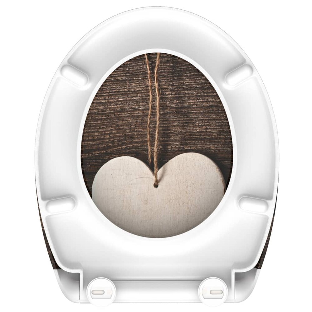 Toiletbril met soft-close WOOD HEART duroplast met print