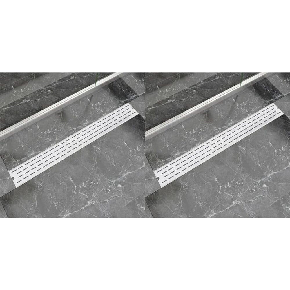 Doucheafvoer 2 st rechthoekig lijn 930x140 mm roestvrij staal