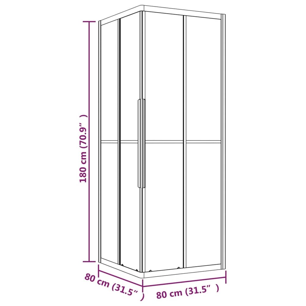 Douchecabine 80x80x180 cm mat ESG zwart