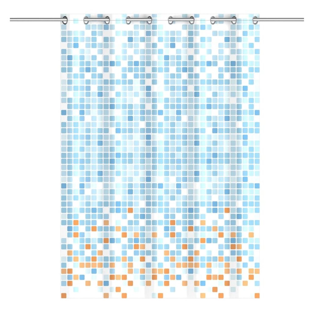 Douchegordijn met moza&iuml;ek 200x180x0,2 cm blauw en oranje