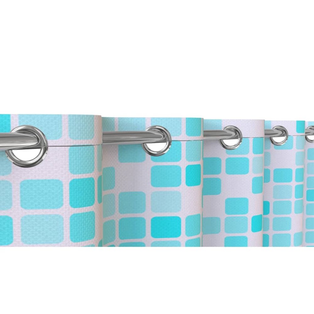 Douchegordijn met moza&iuml;ek 200x180x0,2 cm blauw en oranje