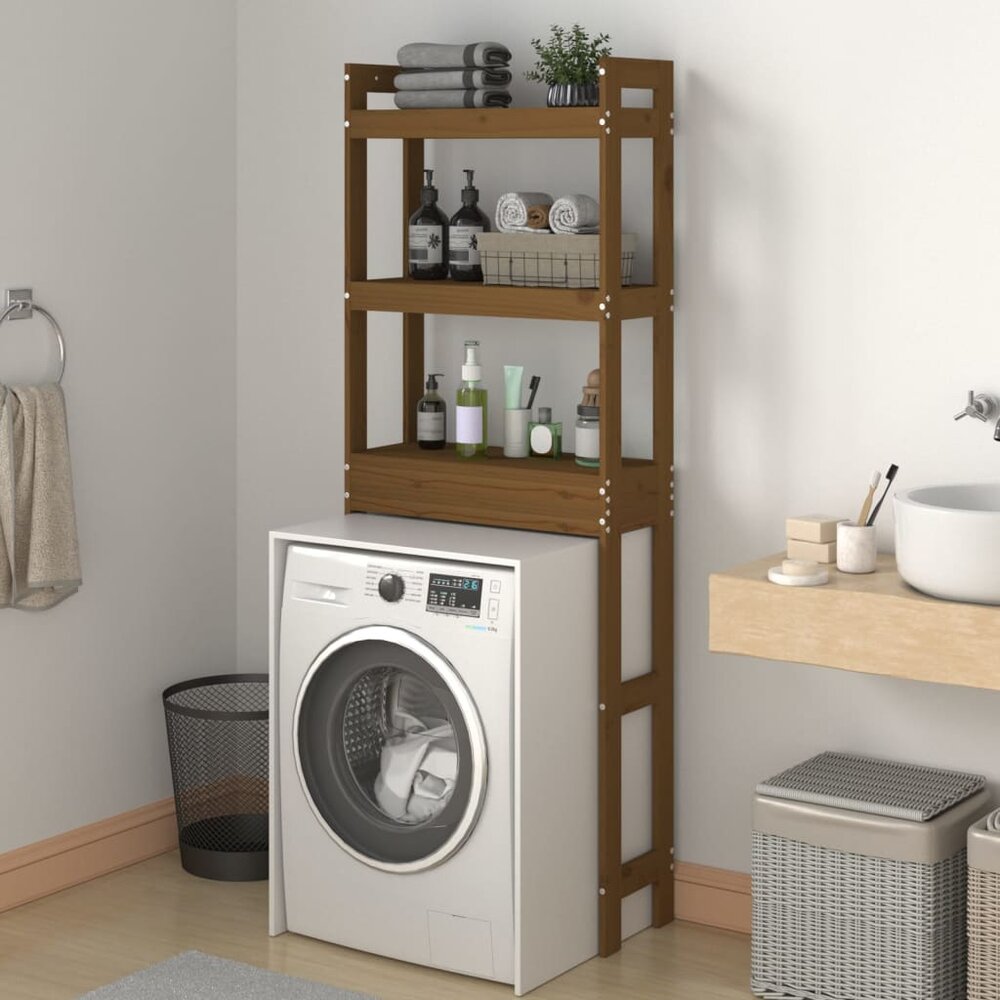 Toiletrek 63x26x171 cm massief grenenhout honingbruin