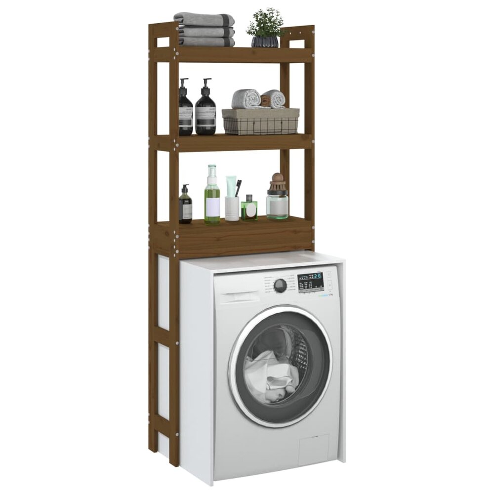 Toiletrek 63x26x171 cm massief grenenhout honingbruin