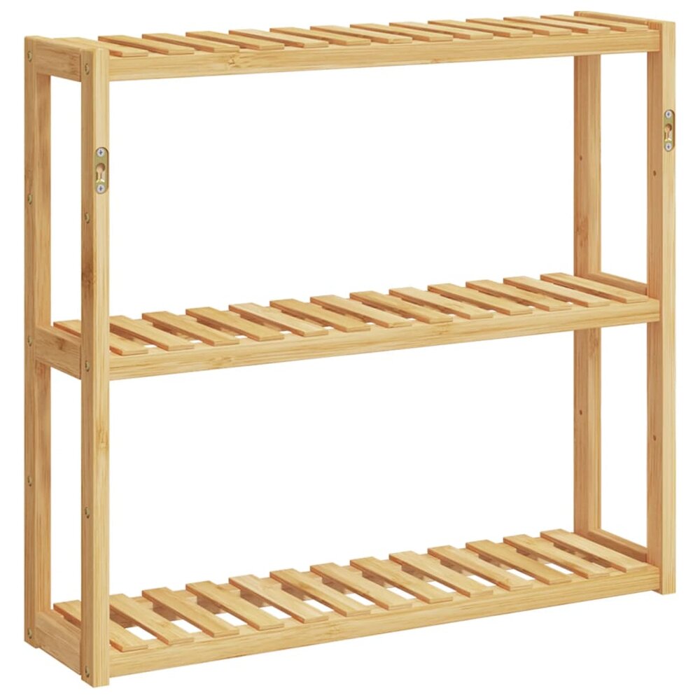 Badkamerrek 3-laags wandmontage 60x15x54 cm bamboe