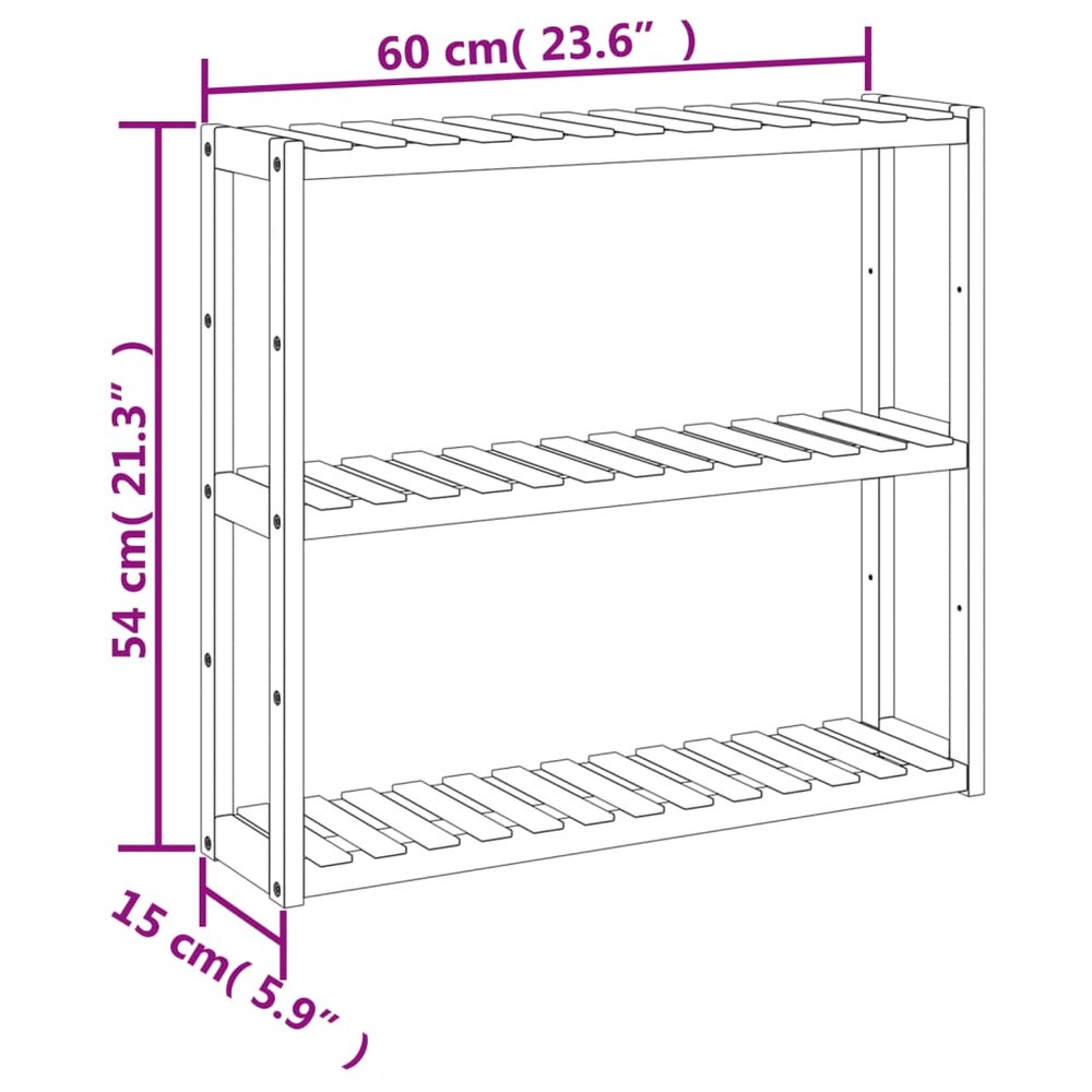 Badkamerrek 3-laags wandmontage 60x15x54 cm bamboe
