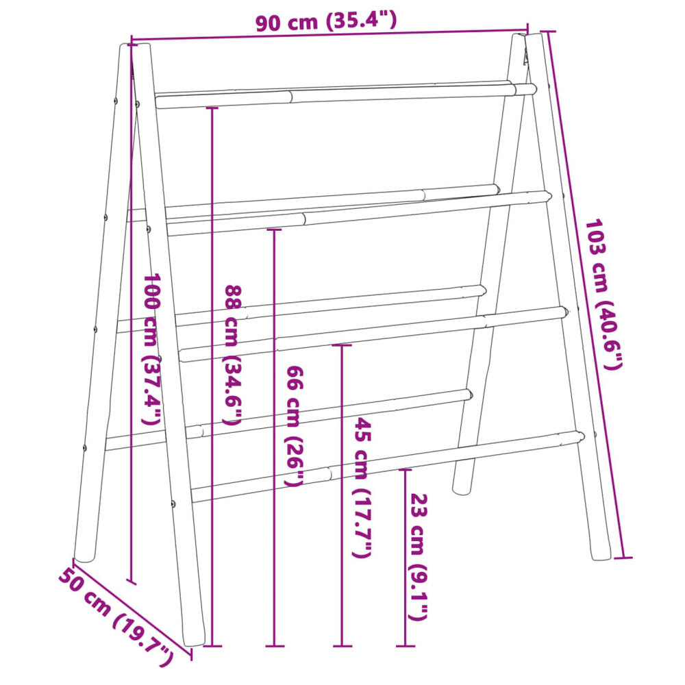 Handdoekladder met 4 sporten 90x50x100 cm bamboe