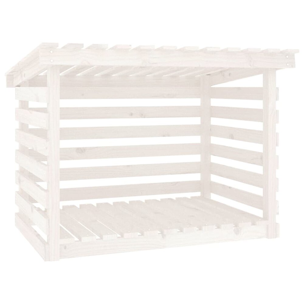 Haardhoutrek 108x73x79 cm massief grenenhout wit