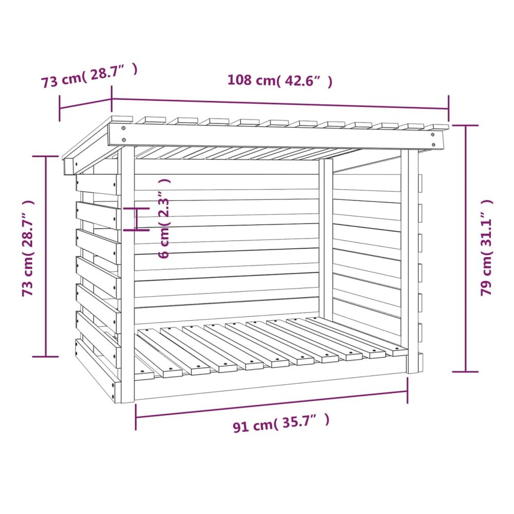 Haardhoutrek 108x73x79 cm massief grenenhout wit