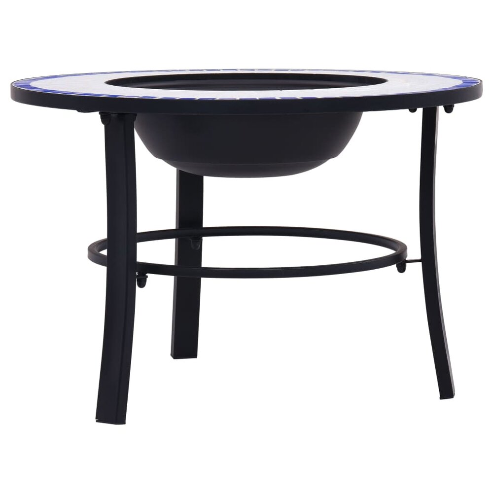 Vuurschaal moza&iuml;ek 68 cm keramiek blauw en wit