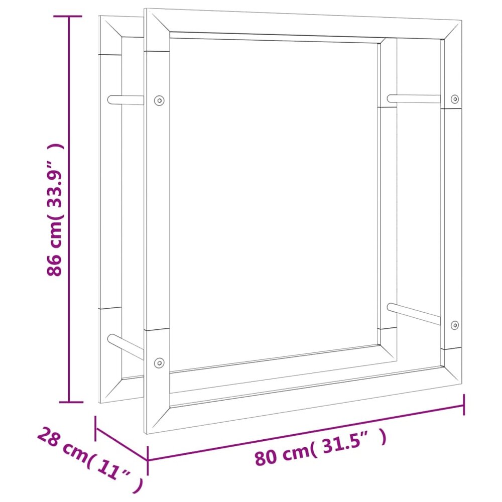 Haardhoutrek 80x28x86 cm roestvrij staal