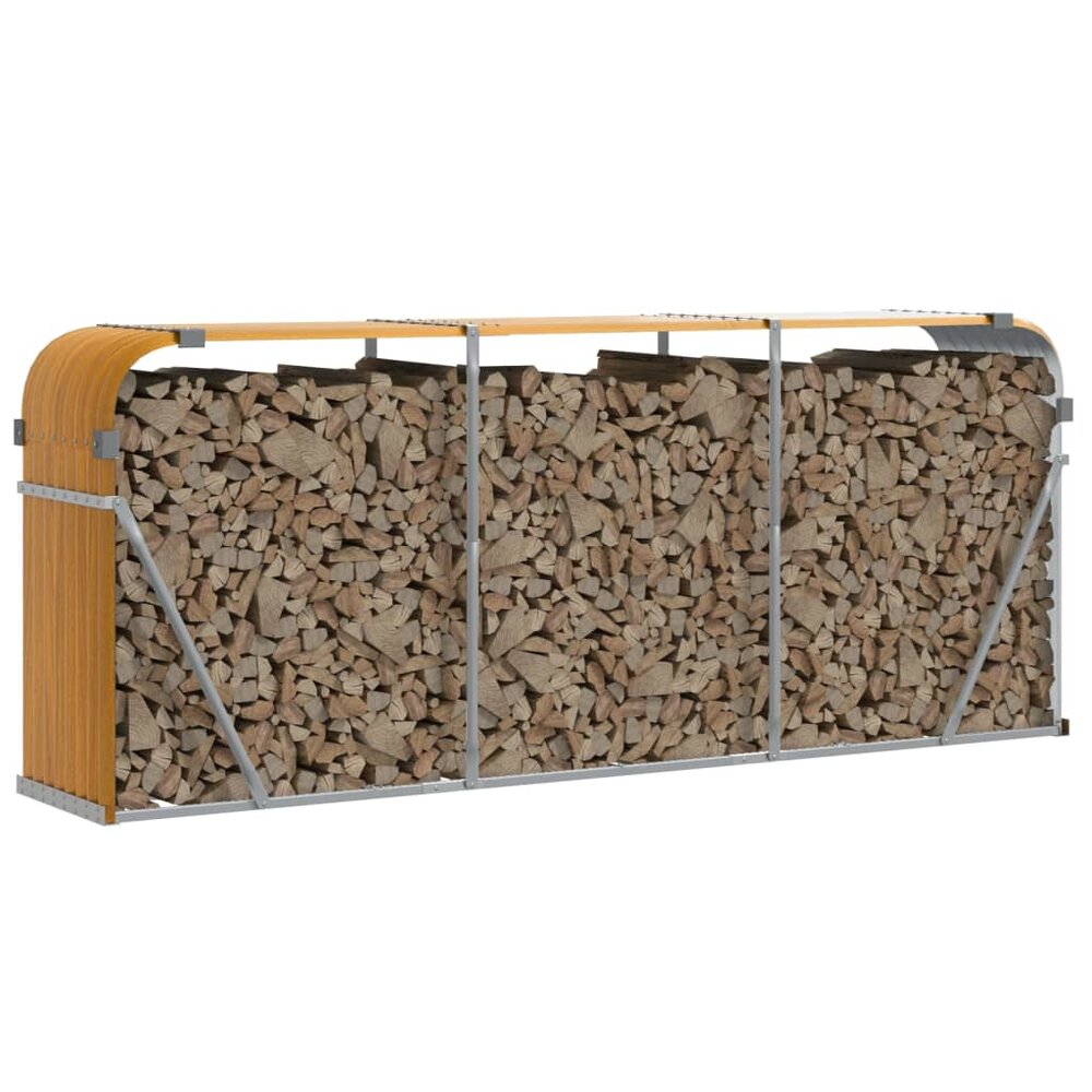 Haardhoutopslag 234x45x100 cm gegalvaniseerd staal lichtbruin