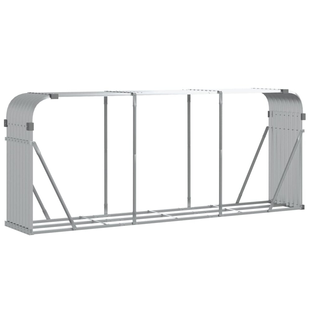 Haardhoutopslag 234x45x100 cm gegalvaniseerd staal zilverkleur