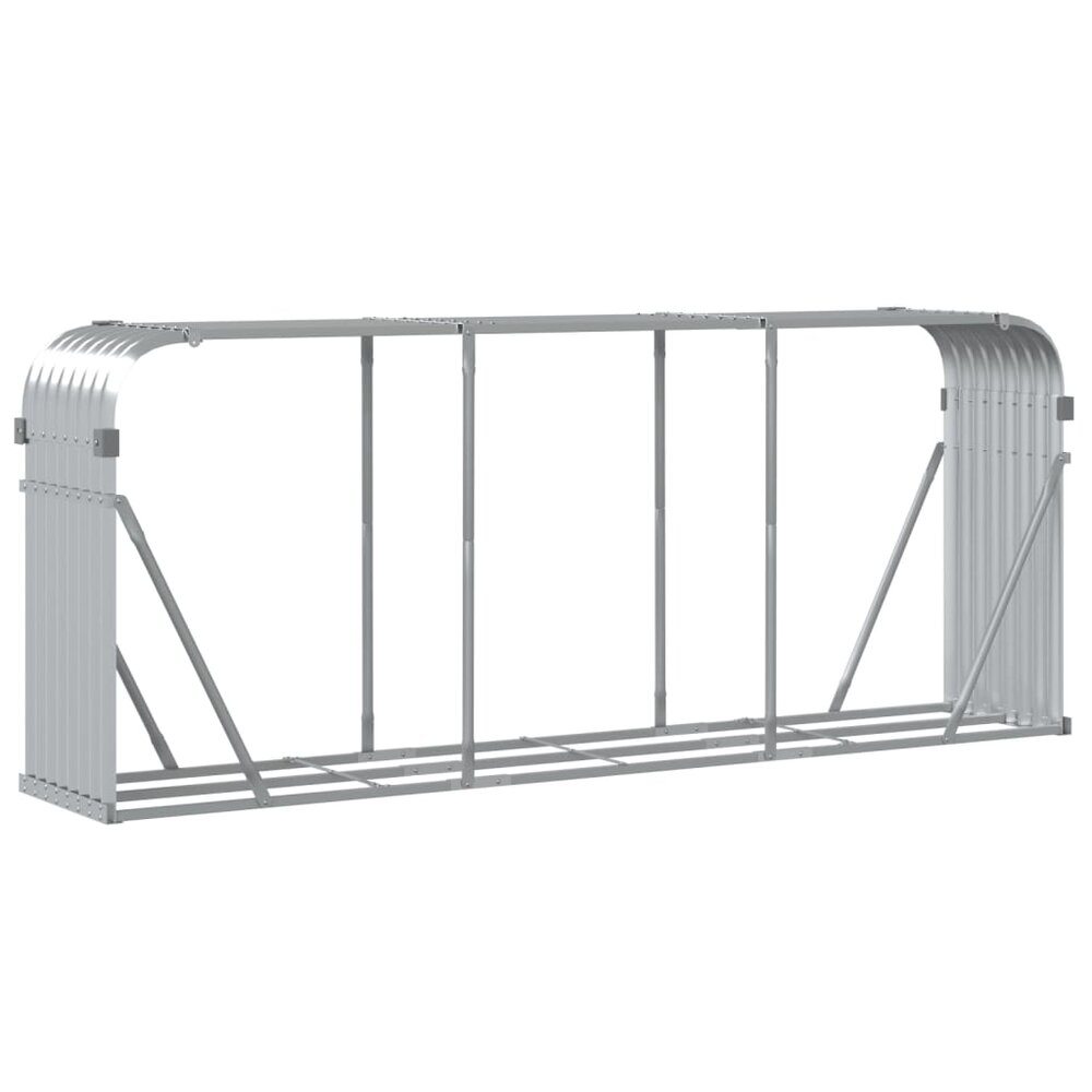 Haardhoutopslag 234x45x100 cm gegalvaniseerd staal zilverkleur