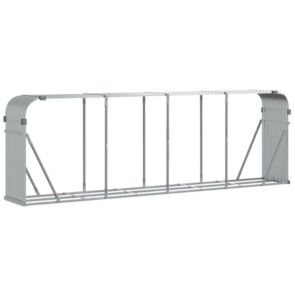 Haardhoutopslag 300x45x100 cm gegalvaniseerd staal zilverkleur