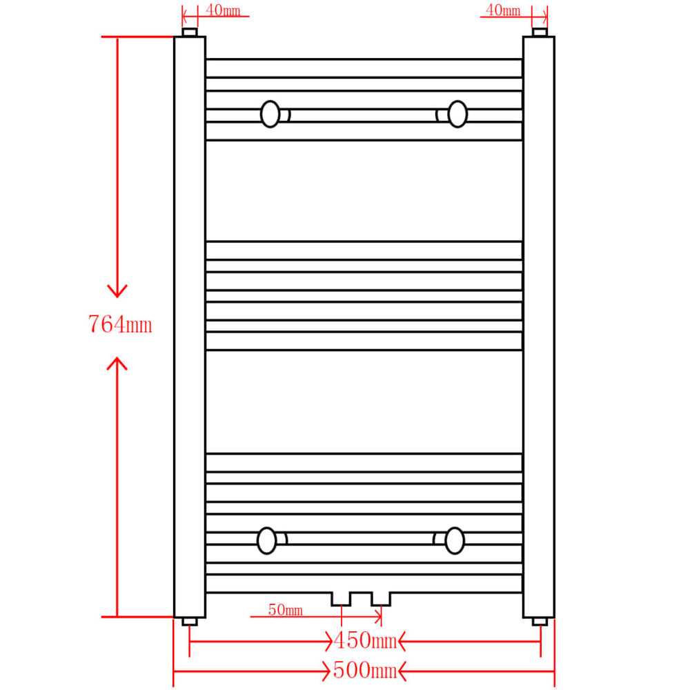 Radiator / handdoekenrek recht 500x764 mm grijs