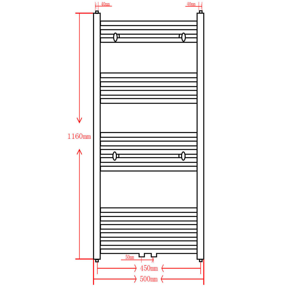 Radiator / handdoekenrek gebogen 500x1160 mm grijs