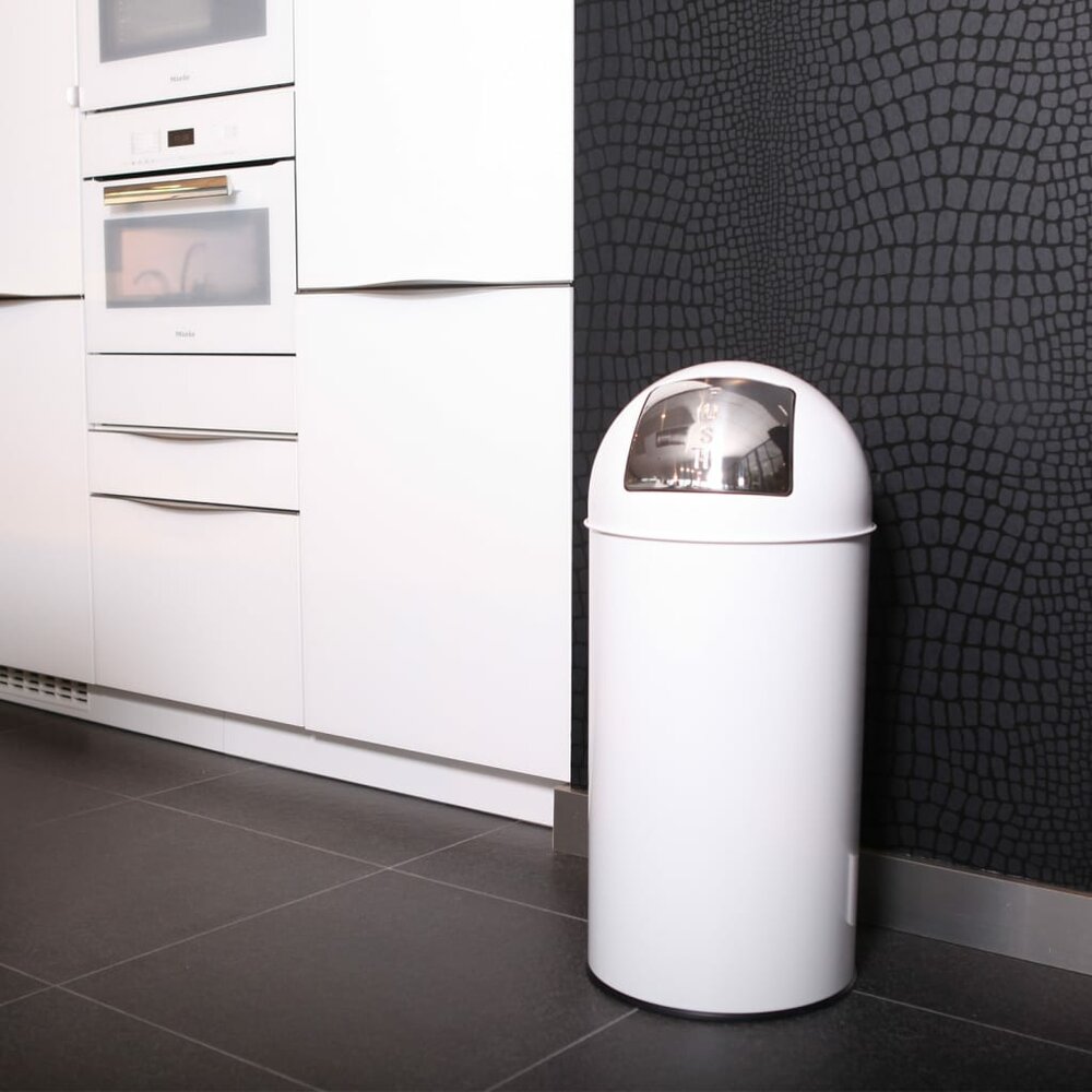 Afvalbak met drukdeksel 40 L wit