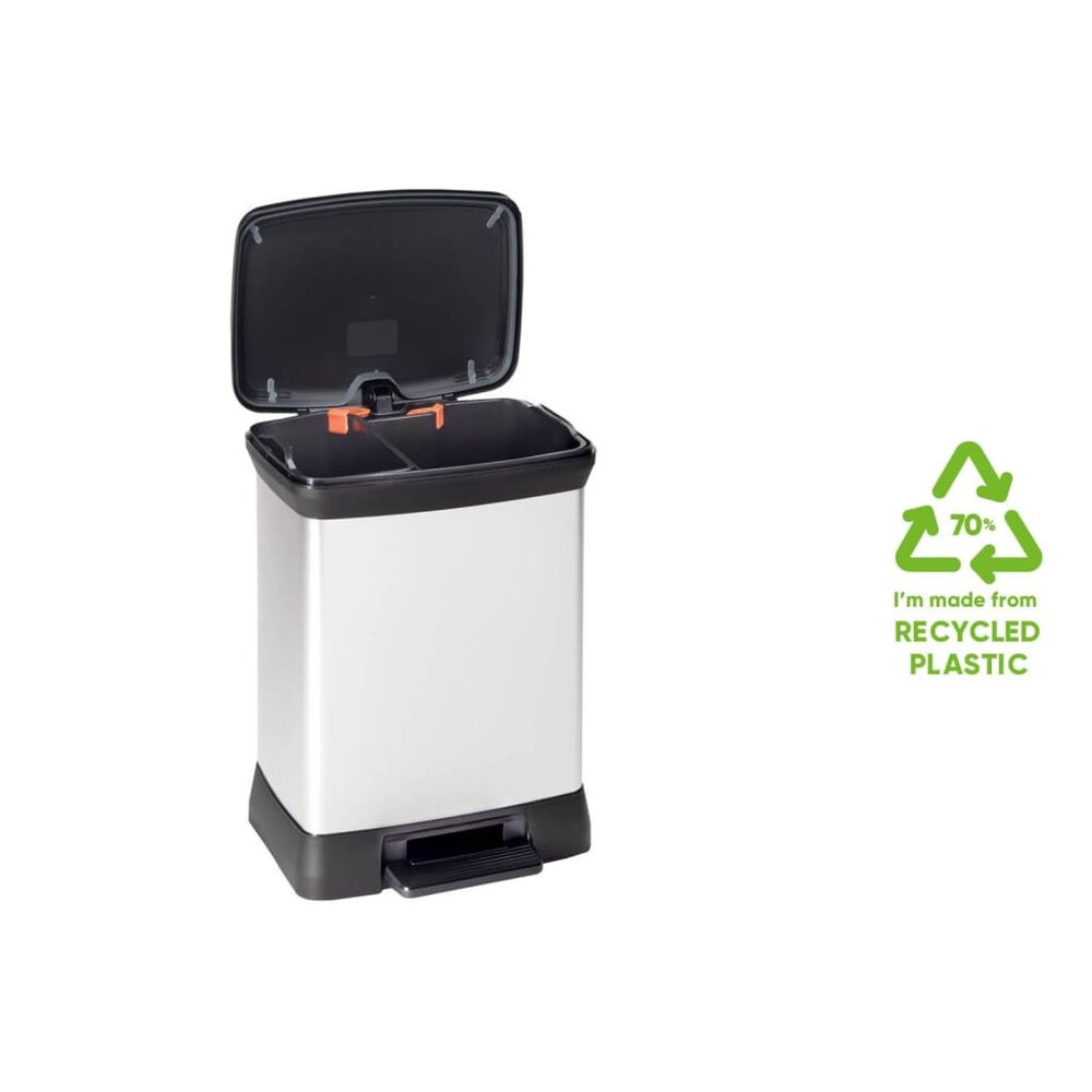 Pedaalemmer Deco duo 10+18 L zilverkleurig