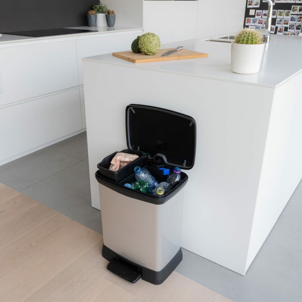 Pedaalemmer Deco duo 10+18 L zilverkleurig