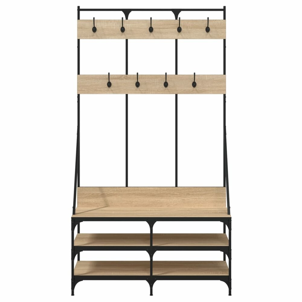 Kledingrek met schoenenrek 100x40x184 cm sonoma eikenkleurig
