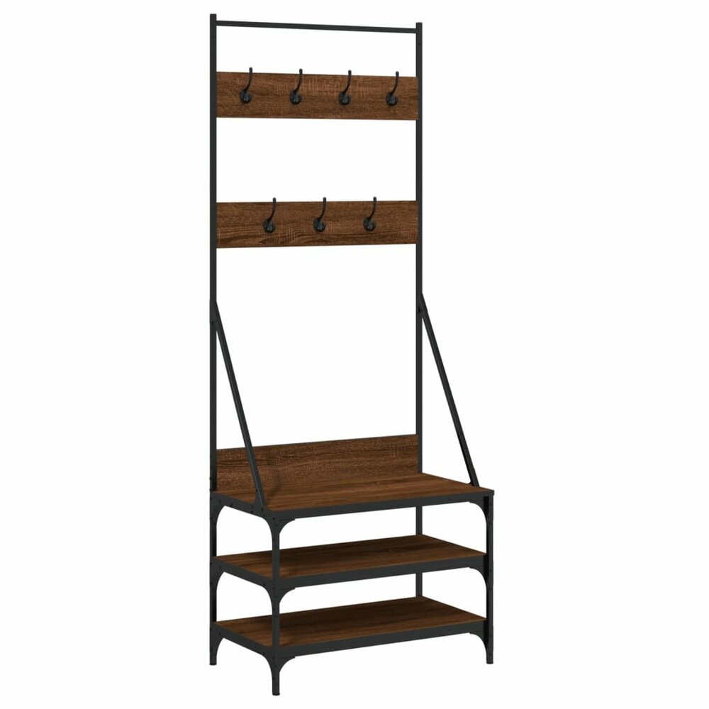 Kledingrek met schoenenrek 70x40x184 cm bruin eikenkleur