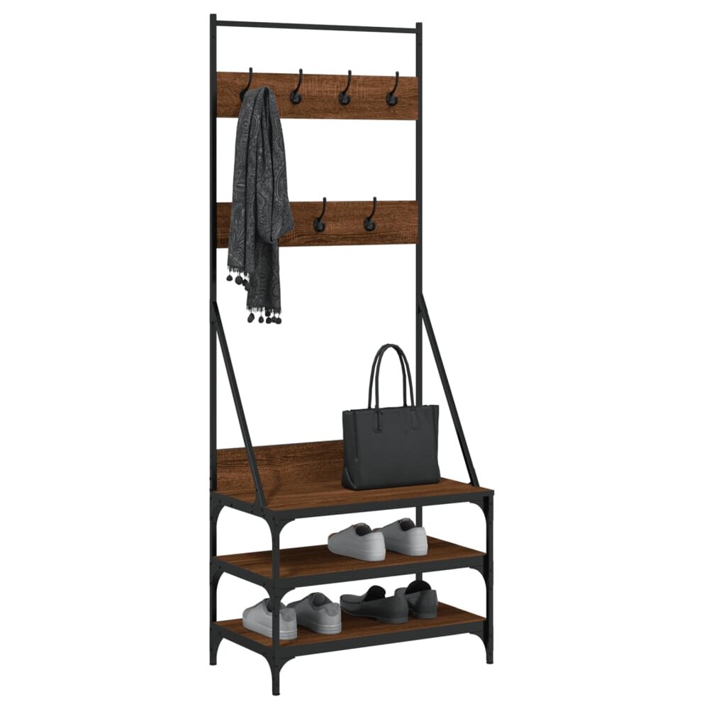 Kledingrek met schoenenrek 70x40x184 cm bruin eikenkleur