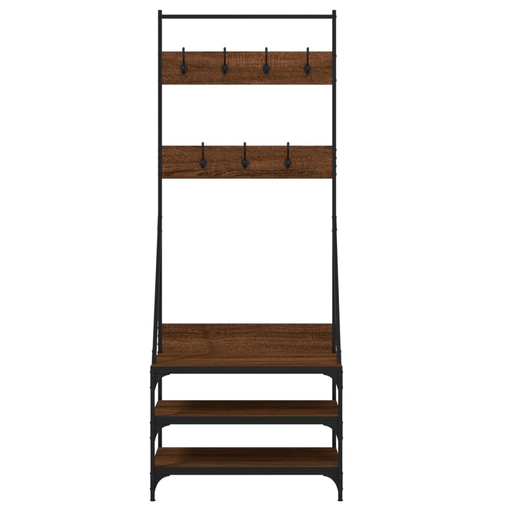 Kledingrek met schoenenrek 70x40x184 cm bruin eikenkleur