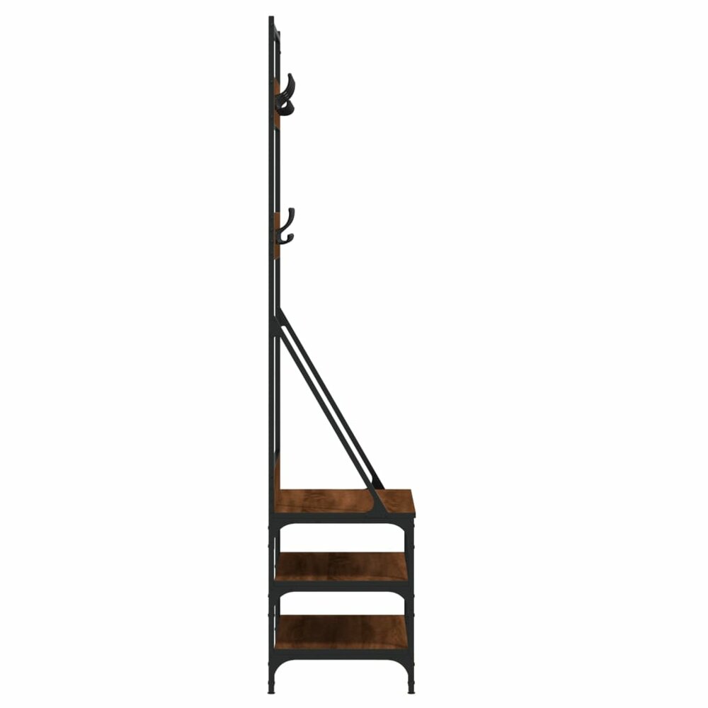 Kledingrek met schoenenrek 70x40x184 cm bruin eikenkleur
