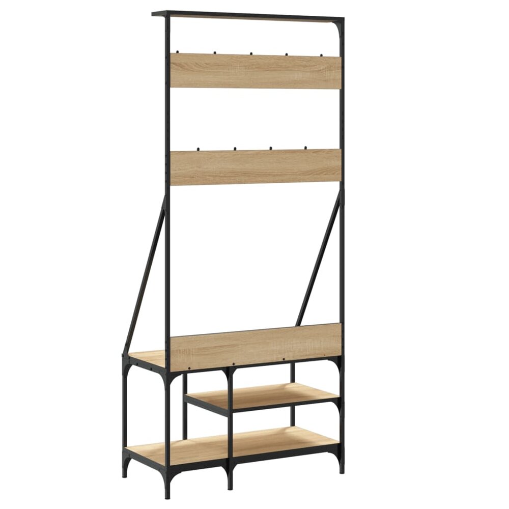 Kledingrek met schoenenrek 80x40x184 cm sonoma eikenkleurig