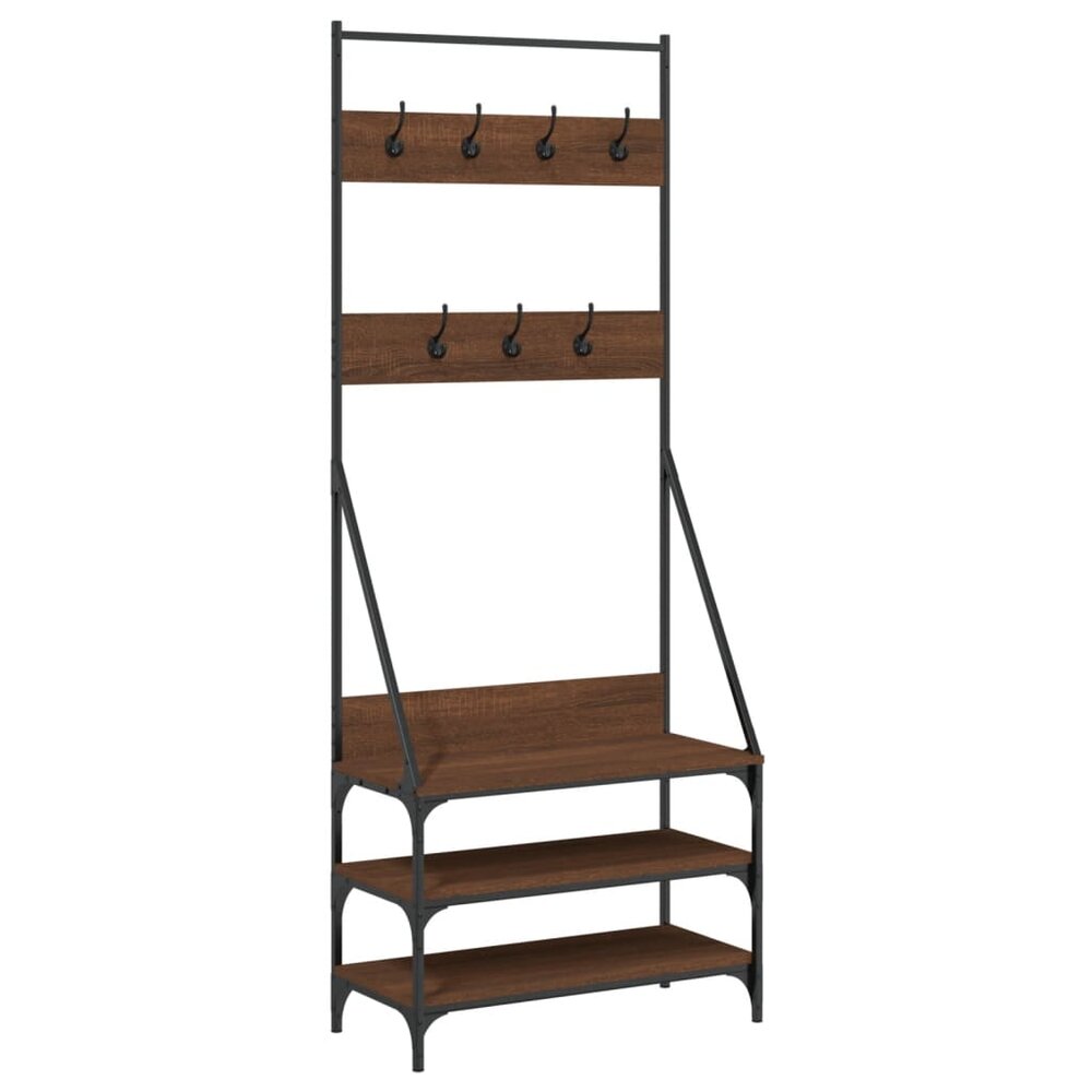 Kledingrek met schoenenrek 72x34x184 cm bruin eikenkleur