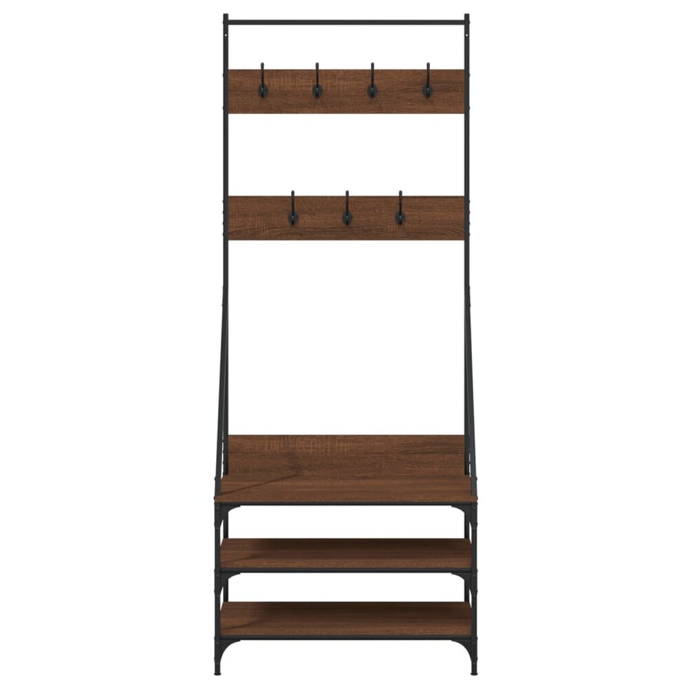 Kledingrek met schoenenrek 72x34x184 cm bruin eikenkleur