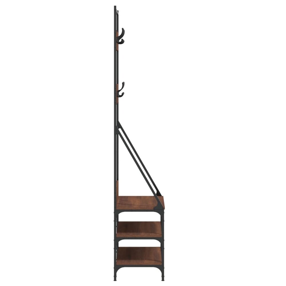 Kledingrek met schoenenrek 72x34x184 cm bruin eikenkleur